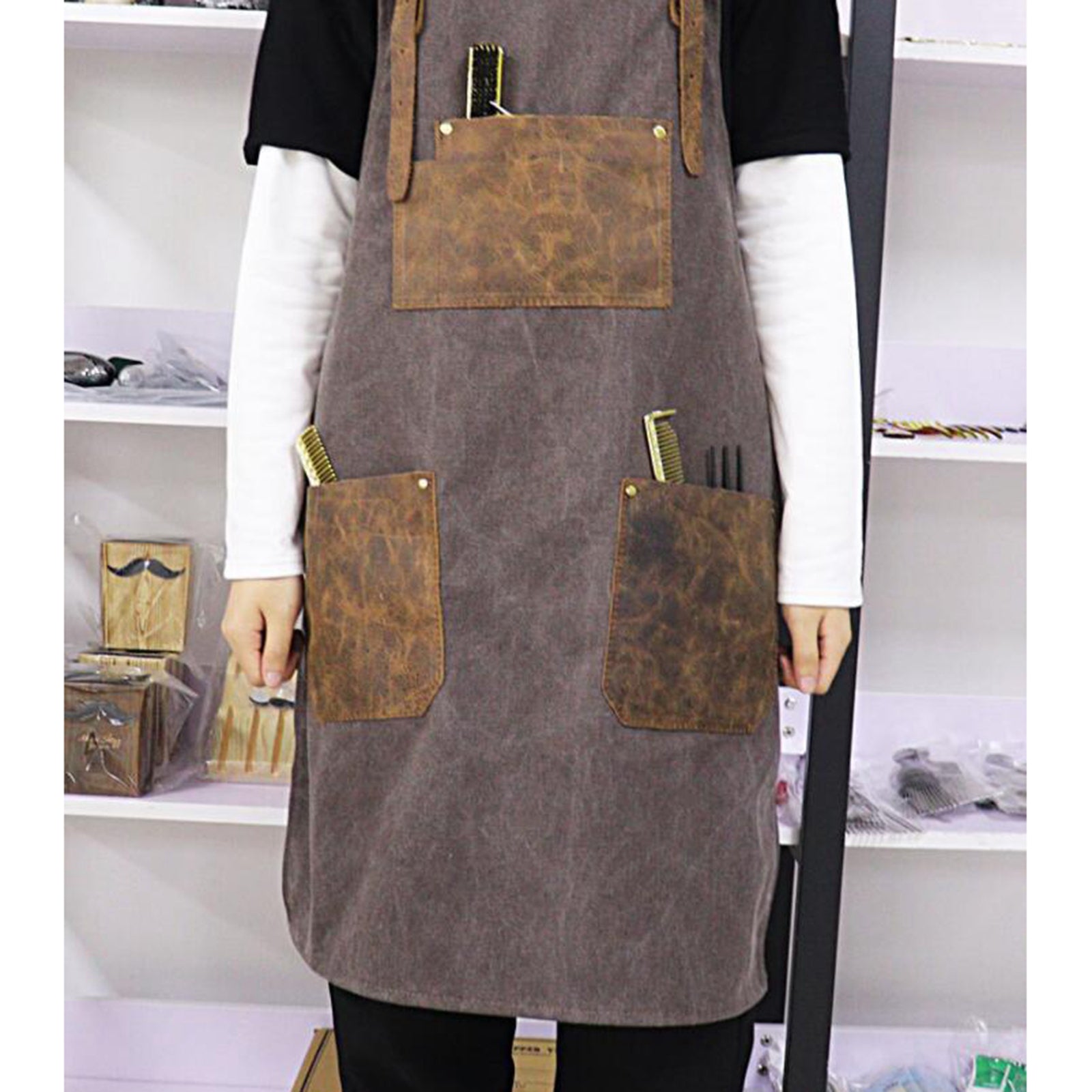 Hair Stylist Apron For Salon Hairdresser Barber Haircut Apron  Dark Grey