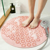 Round Bathroom Shower Mat with Drain Holes Foot Scrubber Massage Bath Mat Pink