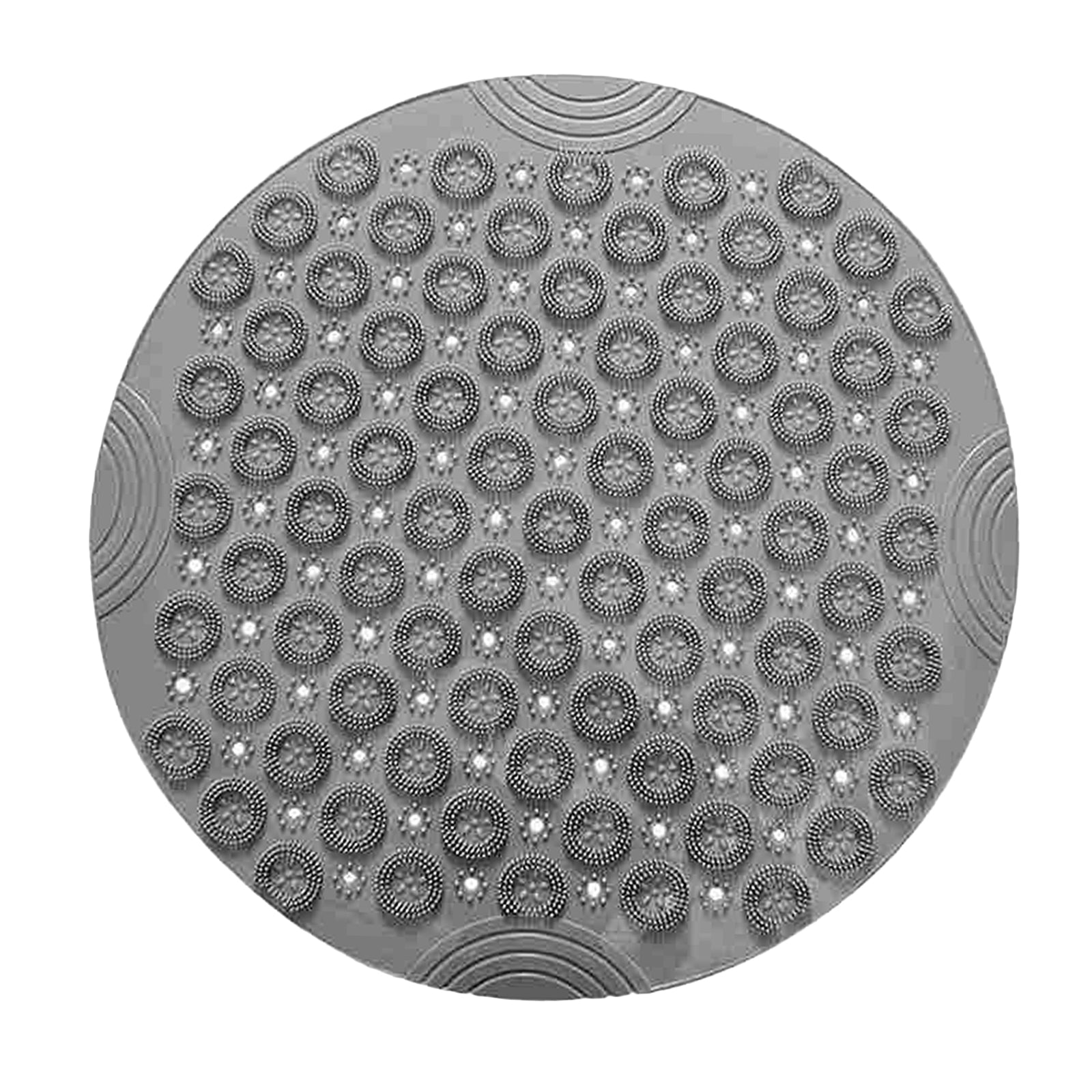 Round Bathroom Shower Mat with Drain Holes Foot Scrubber Massage Bath Mat Gray