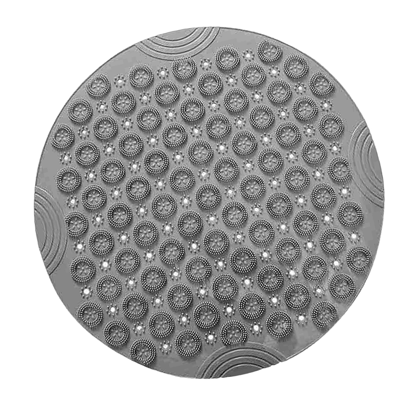 Round Bathroom Shower Mat with Drain Holes Foot Scrubber Massage Bath Mat Gray