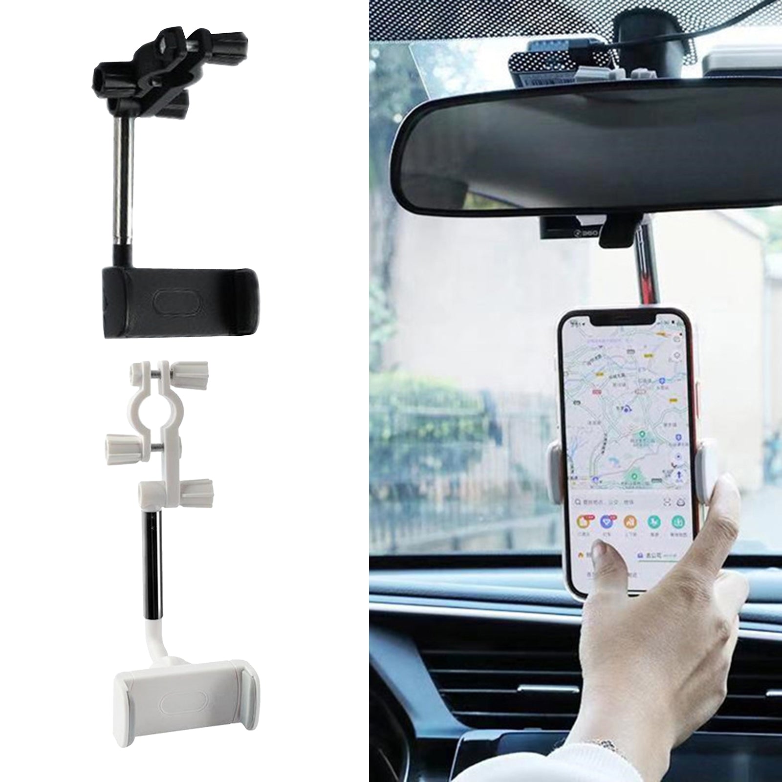 New Universal Car Rear-view Mirror Mount Stand Holder Cradle For Cell Phone Black