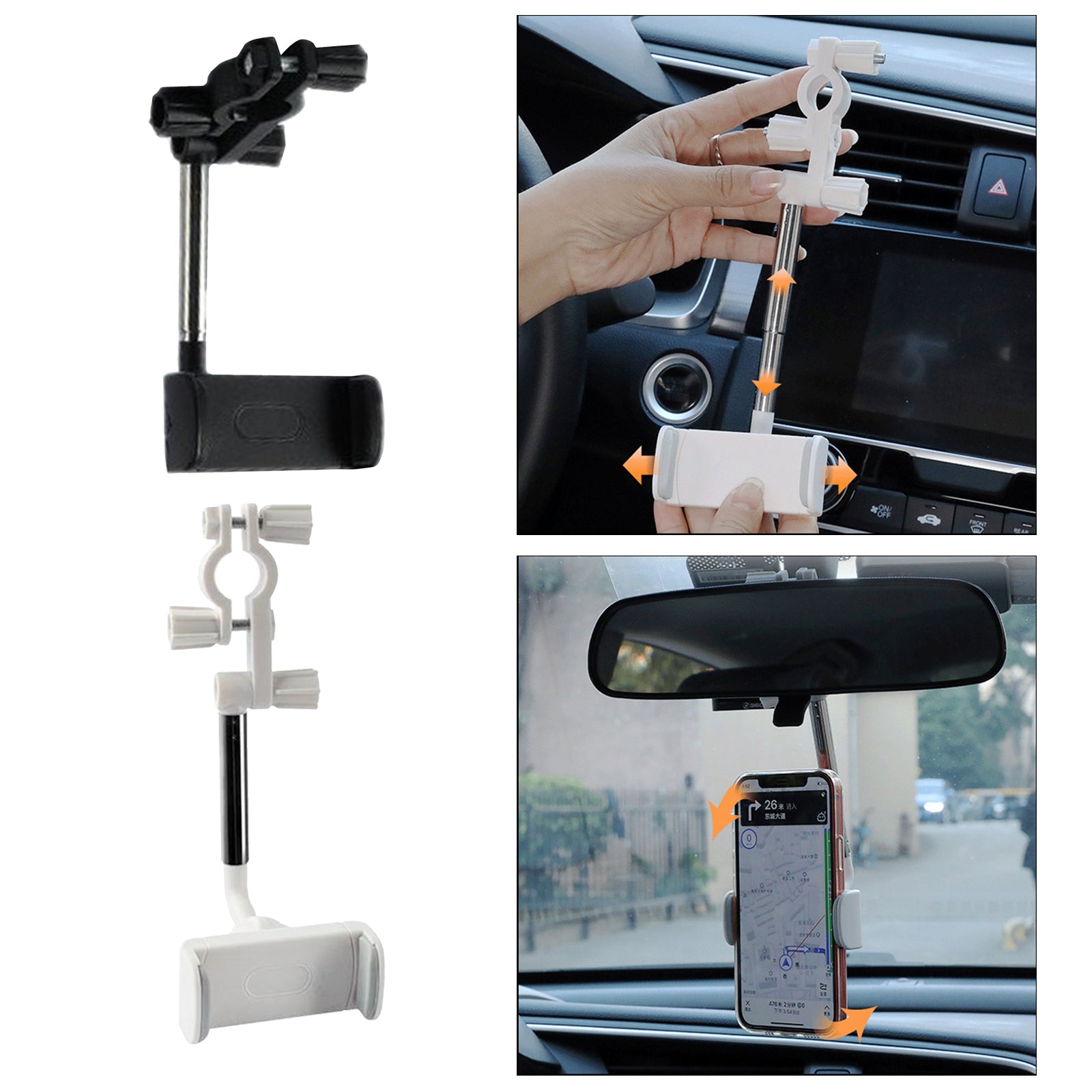 New Universal Car Rear-view Mirror Mount Stand Holder Cradle For Cell Phone Black