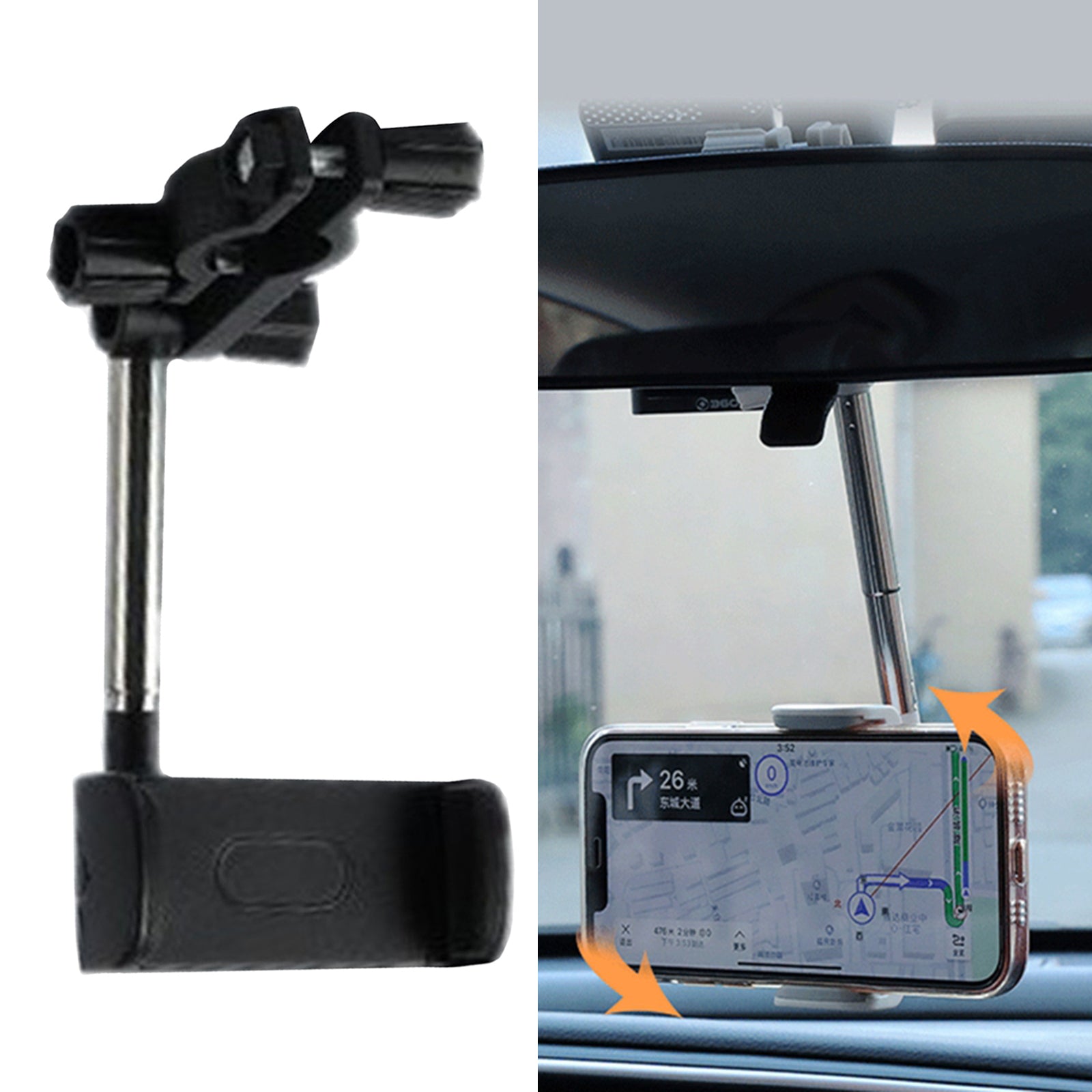 New Universal Car Rear-view Mirror Mount Stand Holder Cradle For Cell Phone Black