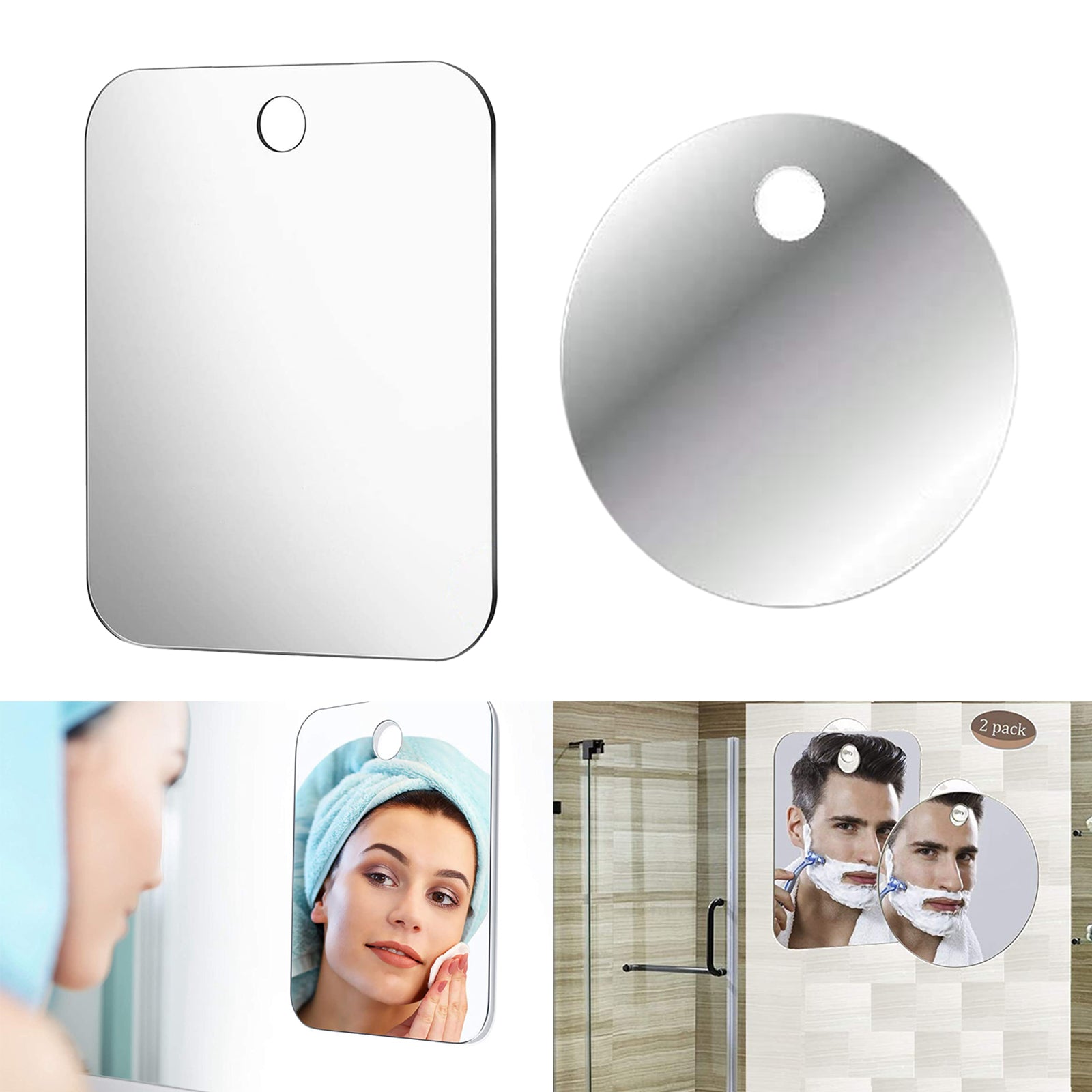 Acrylic Fogless Shower Shaving Mirror Men Women Anti Fog Travel Rectangle