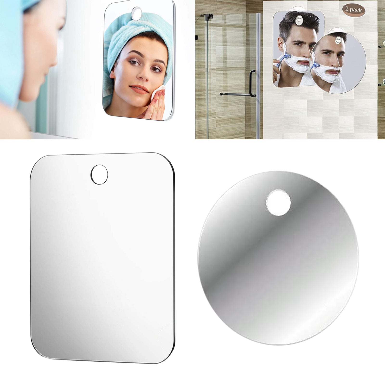 Acrylic Fogless Shower Shaving Mirror Men Women Anti Fog Travel Rectangle