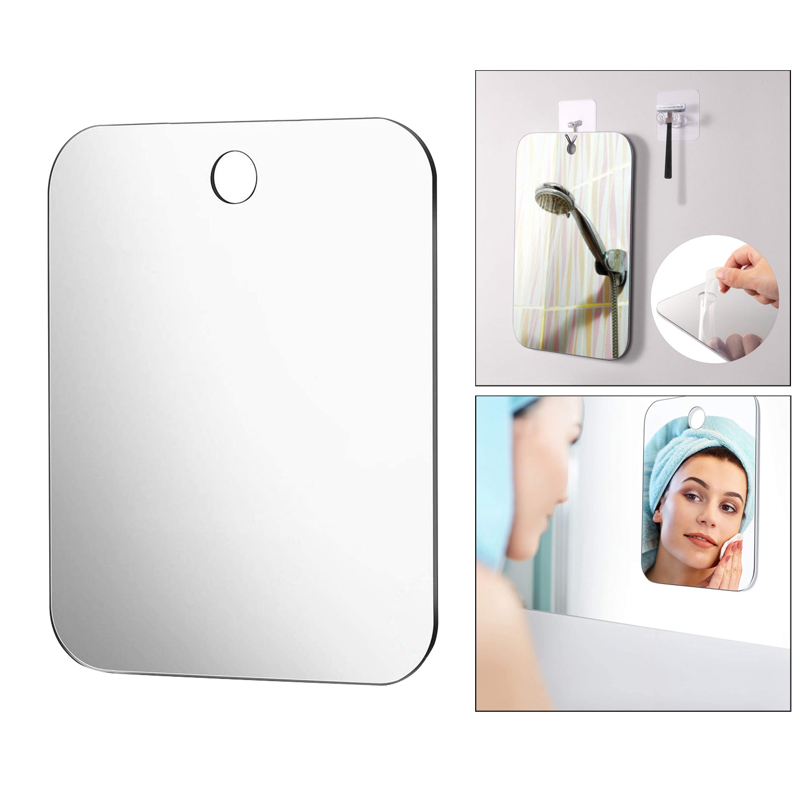 Acrylic Fogless Shower Shaving Mirror Men Women Anti Fog Travel Rectangle