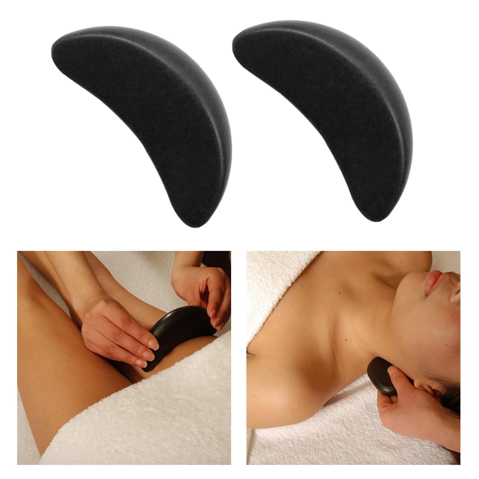 2x Large Hot Massage Stones Professional Body Basalt Hot Stone 12.5x2.5cm