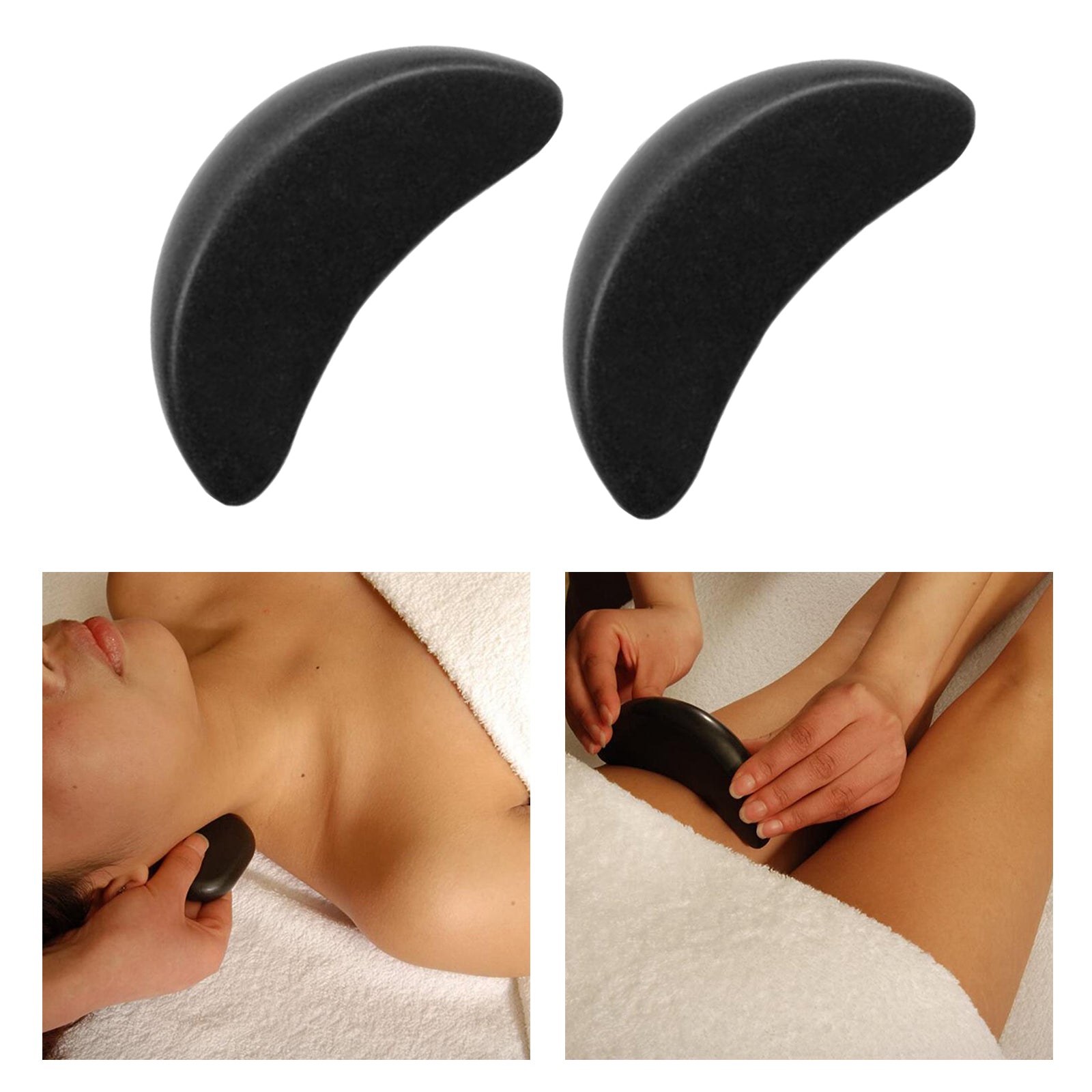 2x Large Hot Massage Stones Professional Body Basalt Hot Stone 12.5x2.5cm