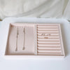 Beige Velvet Jewelry Storage Tray Holder Earring Necklace Organizer Style 06