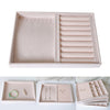 Beige Velvet Jewelry Storage Tray Holder Earring Necklace Organizer Style 06