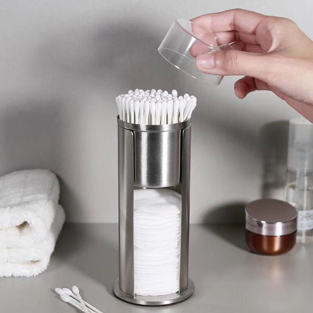 Cotton Swab Holder Ball Pad Storage Box Jar Desk Makeup Organizer Bathroom