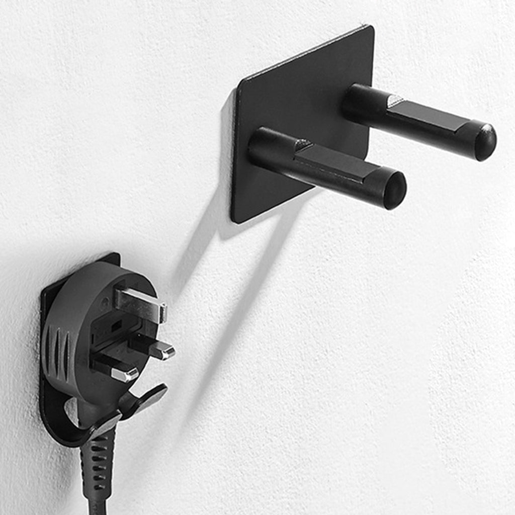 Modern Wall Mount Hair Dryer Rack Stand Holder Easy to Install  Black