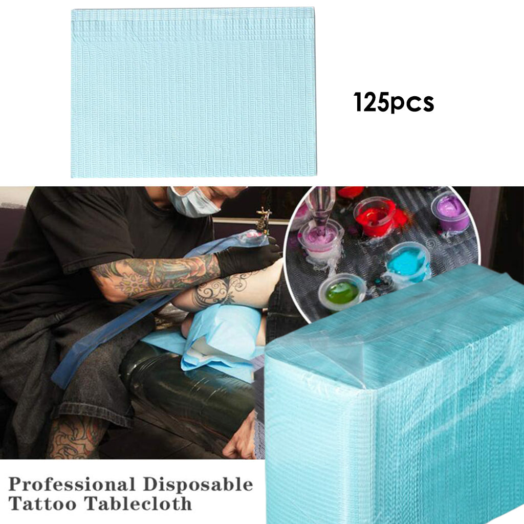 125x Tattoo Table Covers Patient Bibs Dental Napkins Clean Pad Blue