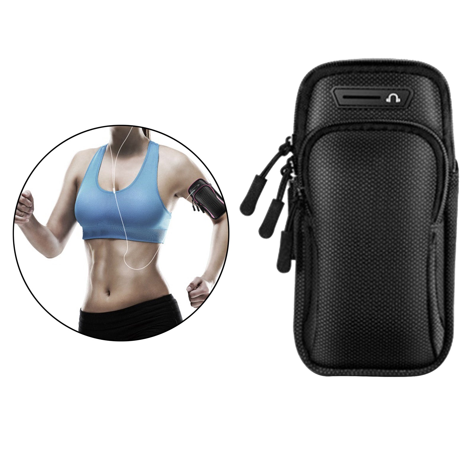 Gym Running Outdoor Sports Armband Bag Holder For Mobile Phone Black