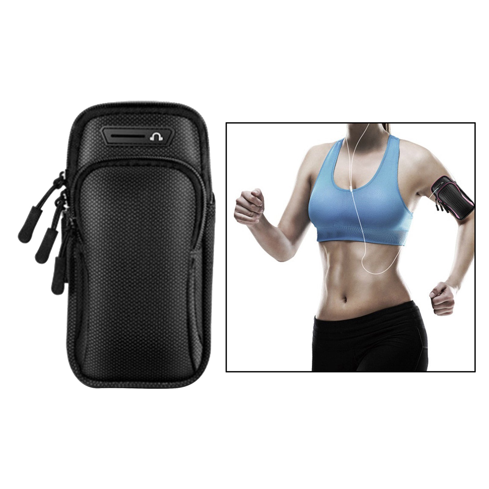 Gym Running Outdoor Sports Armband Bag Holder For Mobile Phone Black