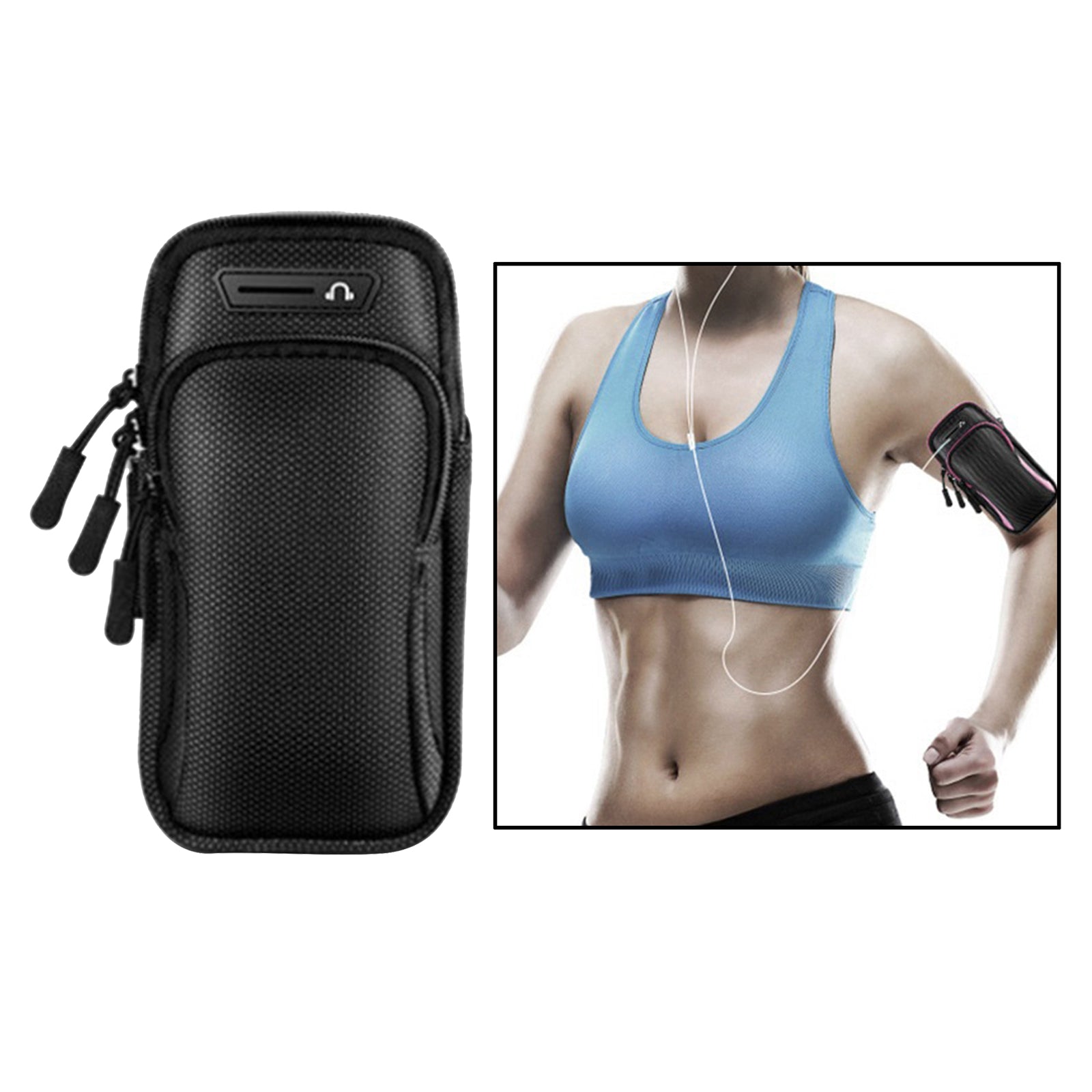 Gym Running Outdoor Sports Armband Bag Holder For Mobile Phone Black