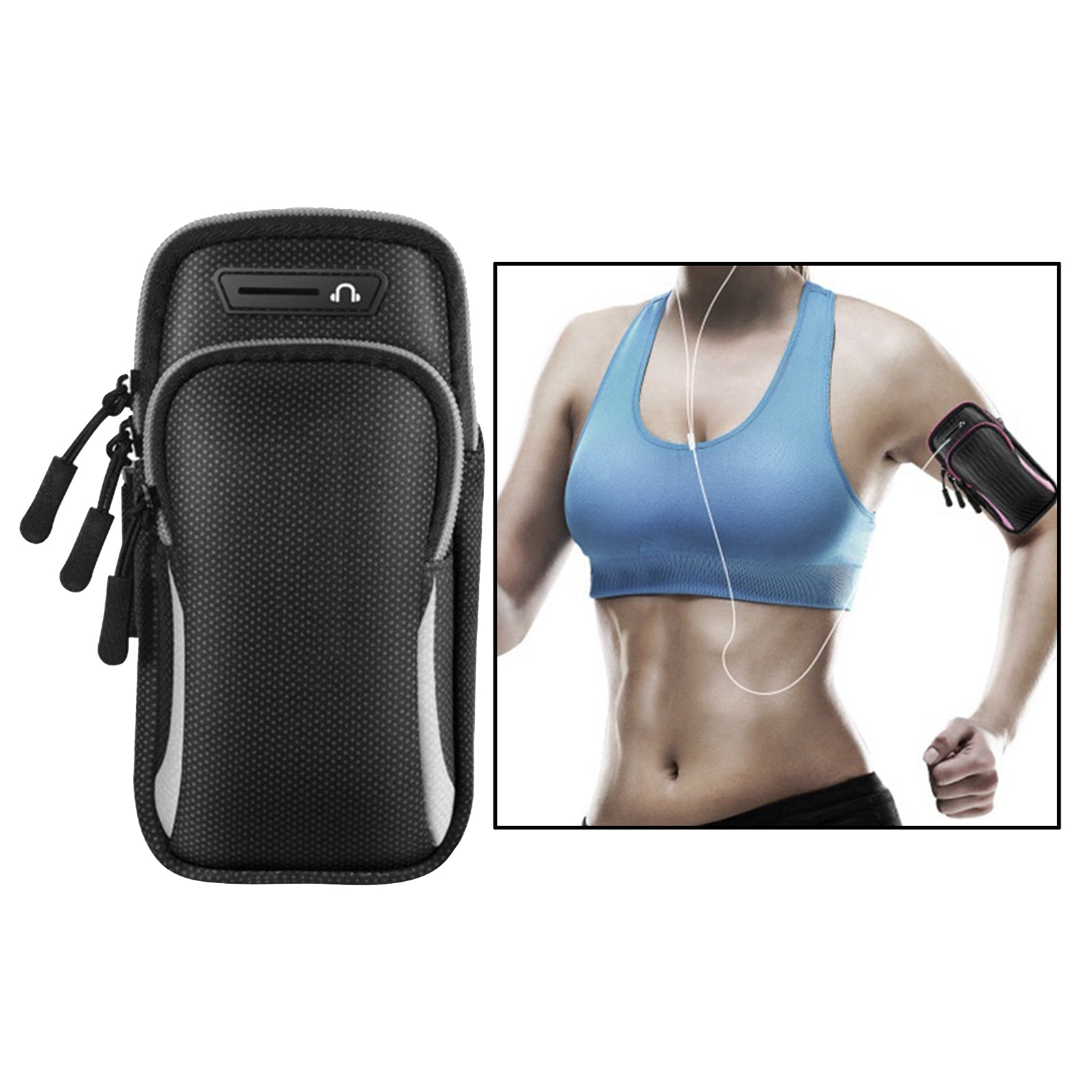 Gym Running Outdoor Sports Armband Bag Holder For Mobile Phone Black Gray