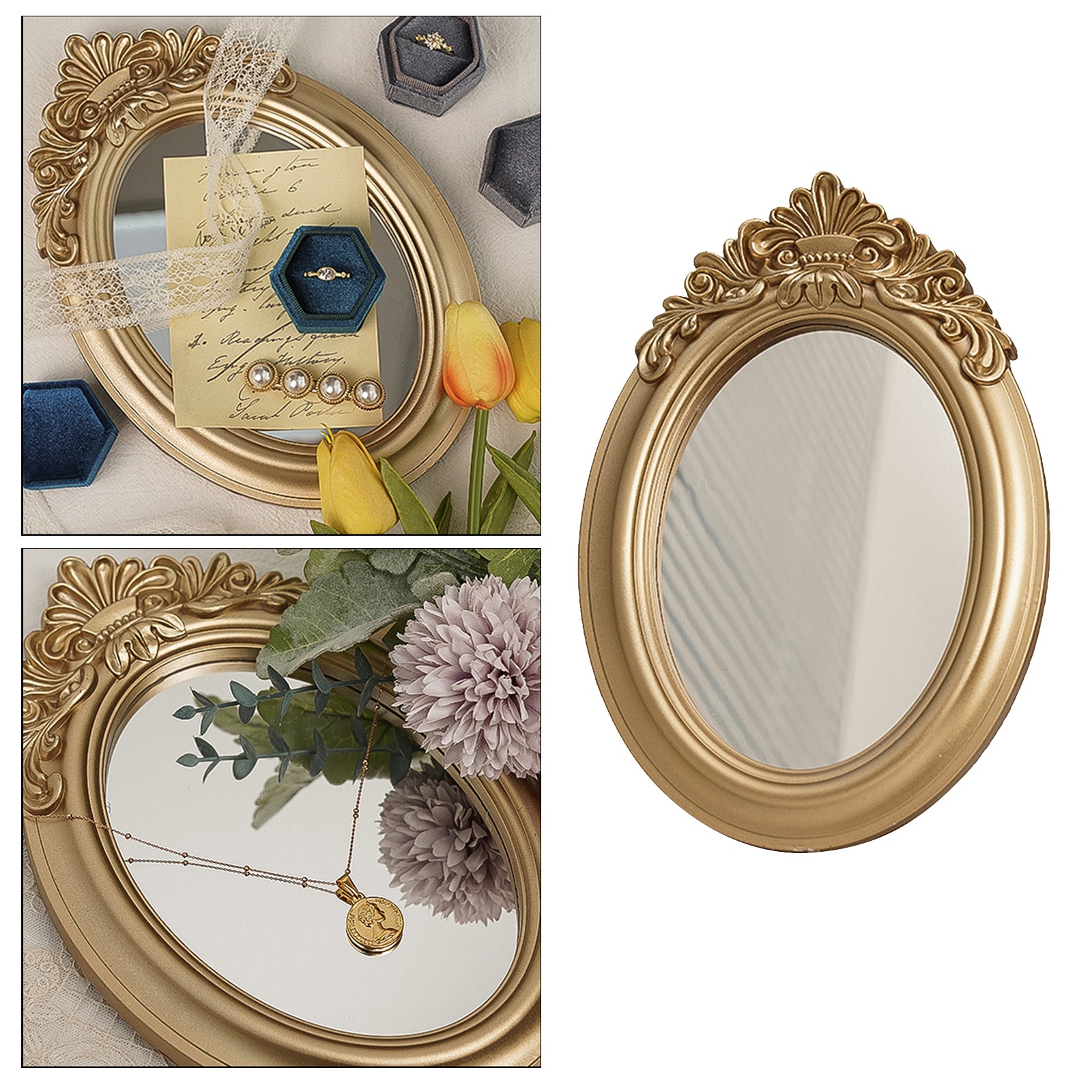 Retor Makeup Mirror Mirrored Tray Vanity Serving Tray Home Bathroom 17x25cm