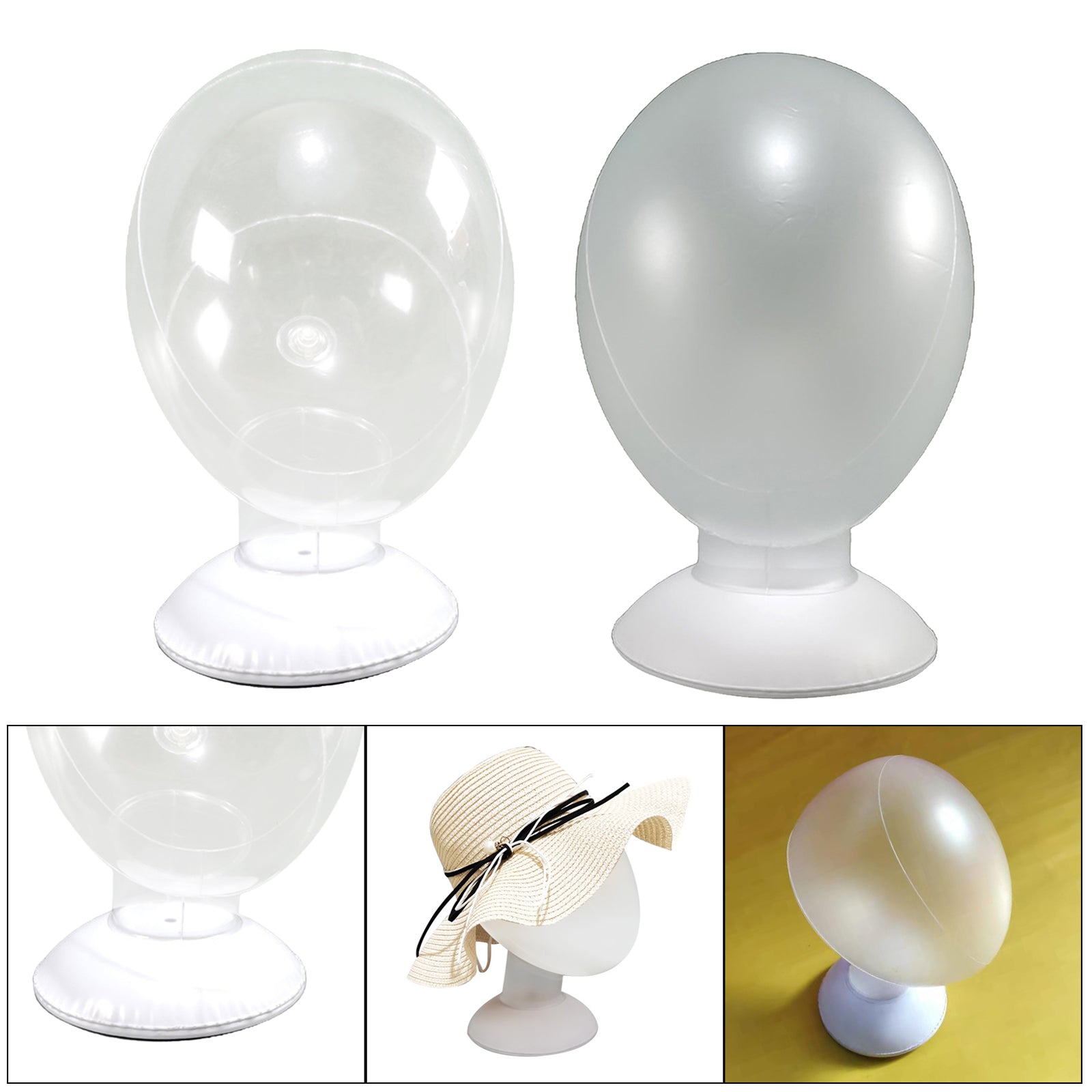 PVC Mannequin Head Manikin for Display Wigs, Jewelry, Salon Props Clear