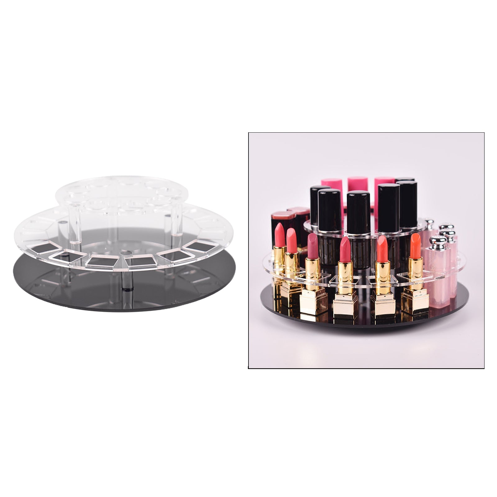 1pc 360 Degree Rotating Lipstick Tower Clear Acrylic Organizer Box Stand