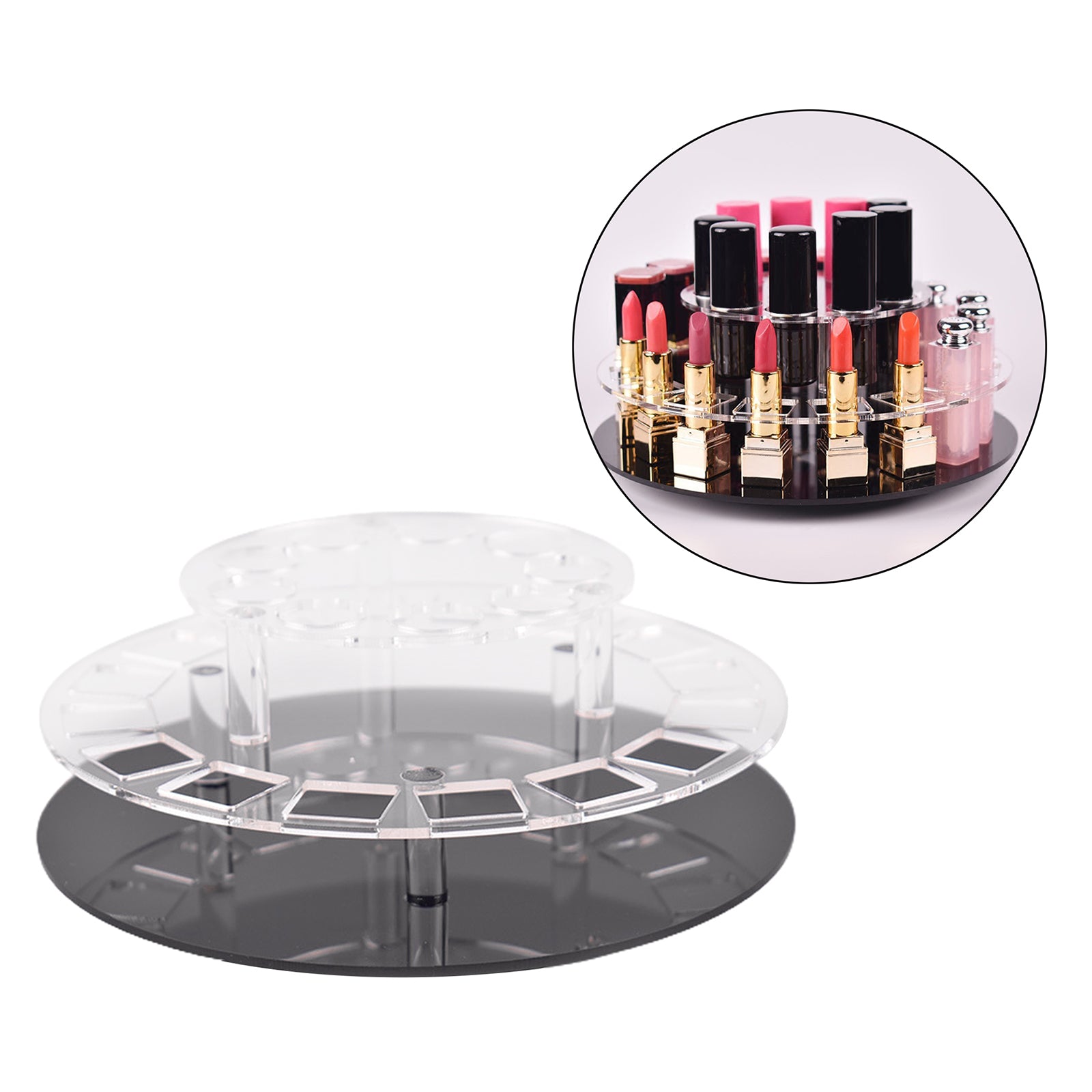 1pc 360 Degree Rotating Lipstick Tower Clear Acrylic Organizer Box Stand