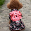 Cat Japanese Kimono Dress Up Costume Skirt Clothes for Small Dogs M Black