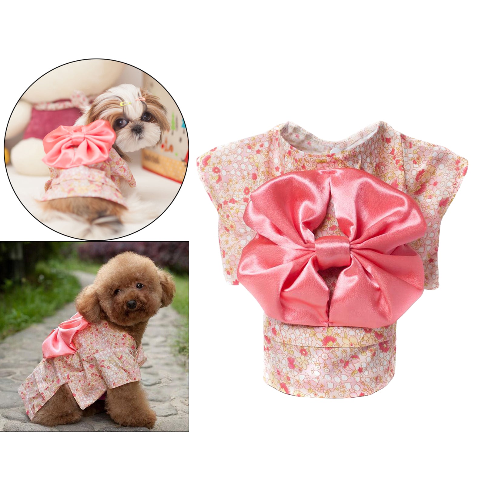 Cat Japanese Kimono Dress Up Costume Skirt Clothes for Small Dogs XL Pink