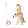 Interactive Pet Cat Feather Teaser with Collar Toy Stick Exerciser Pet Toy