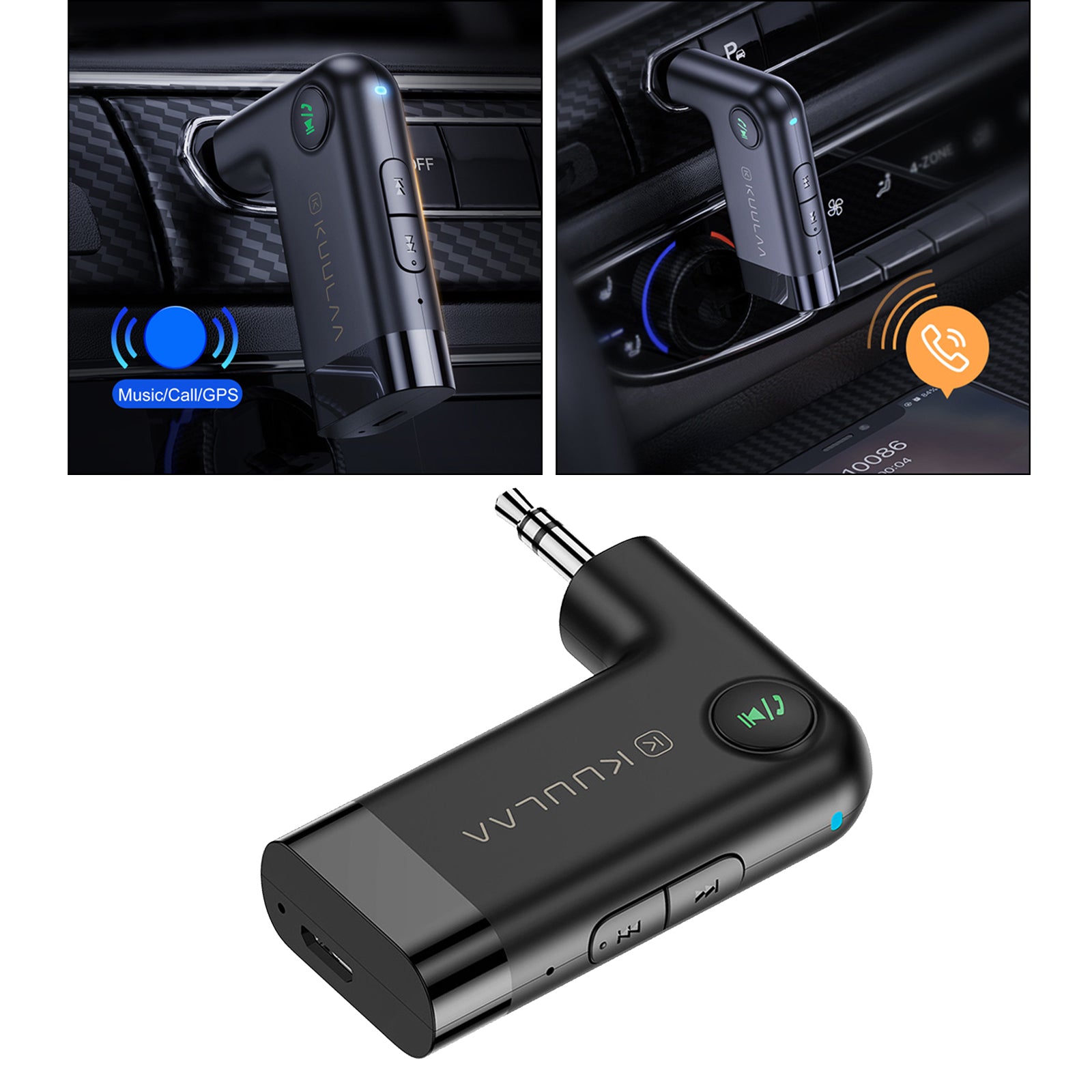 Wireless Car Bluetooth Receiver Audio Adapter with Mic Aux 3.5mm Plug New