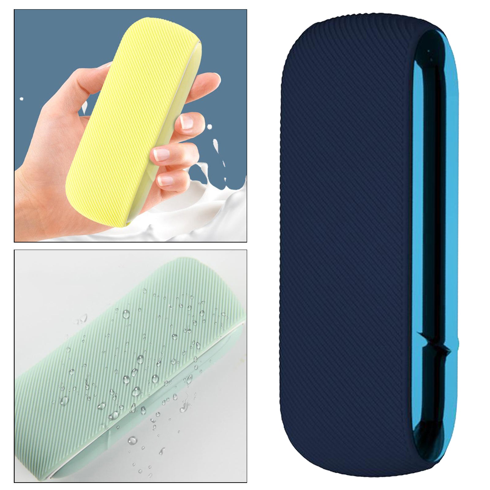 Twill Silicone Cover Full Protective Case Pouch for IQOS 3.0 Dark Blue 2