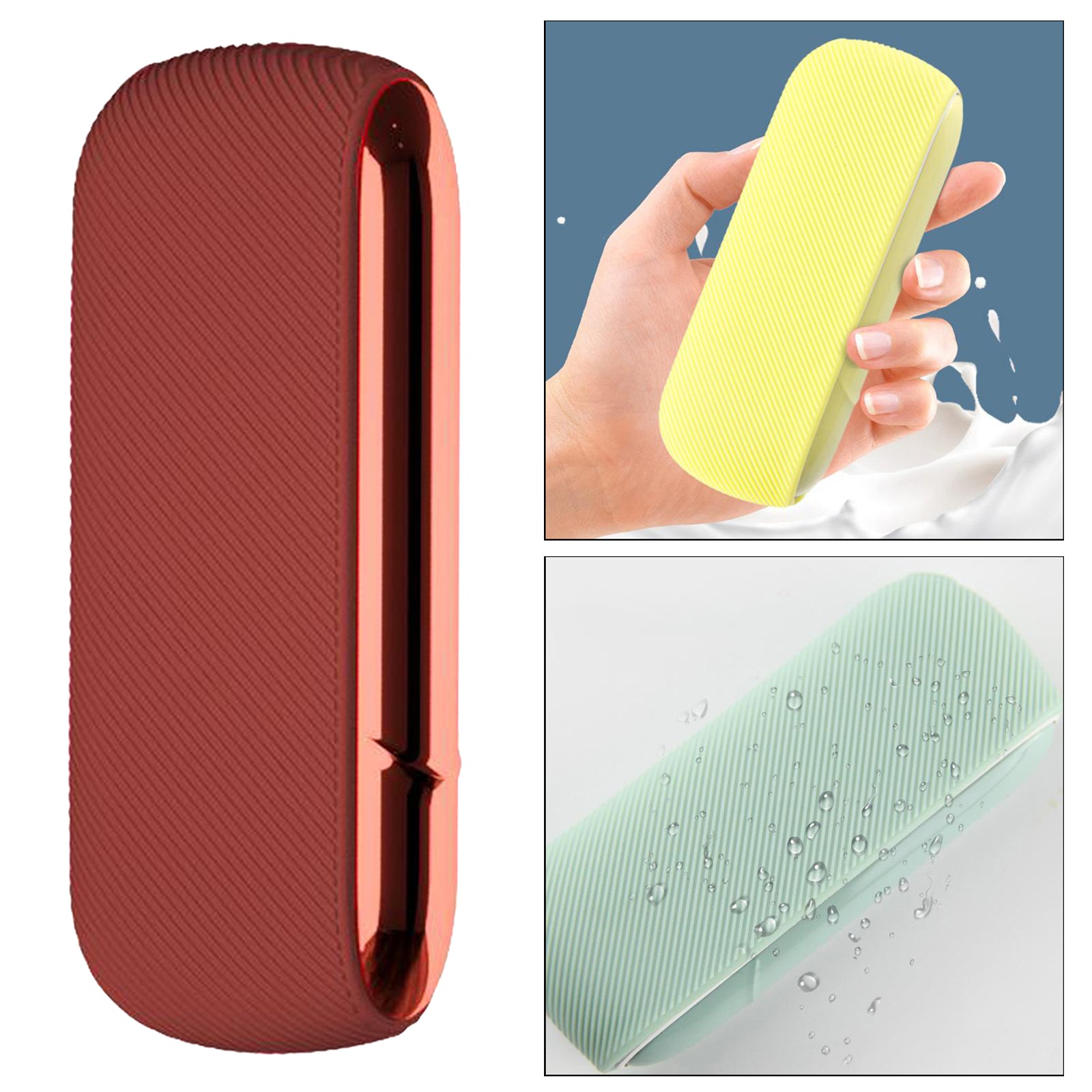 Twill Silicone Cover Full Protective Case Pouch for IQOS 3.0 Wine Red