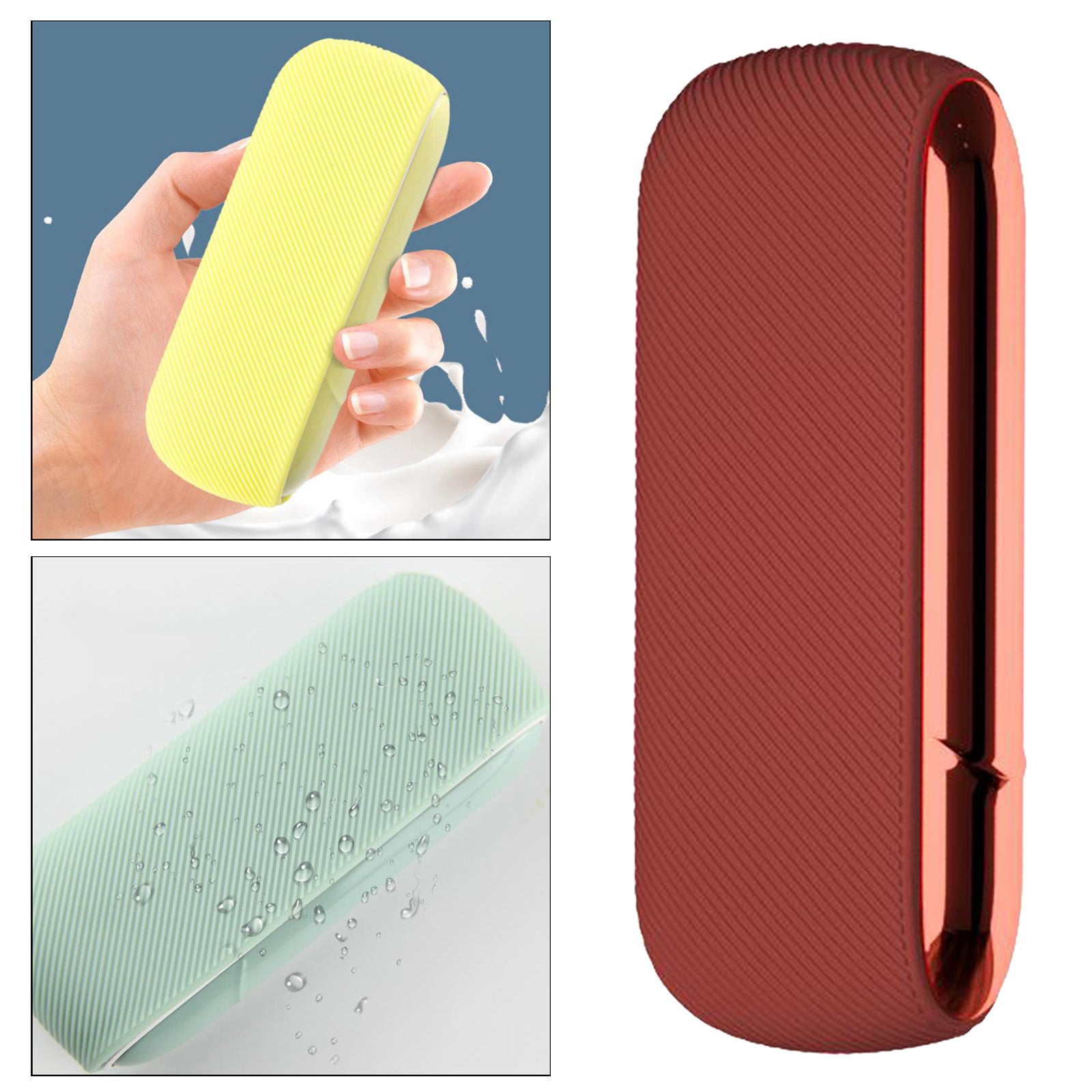 Twill Silicone Cover Full Protective Case Pouch for IQOS 3.0 Wine Red