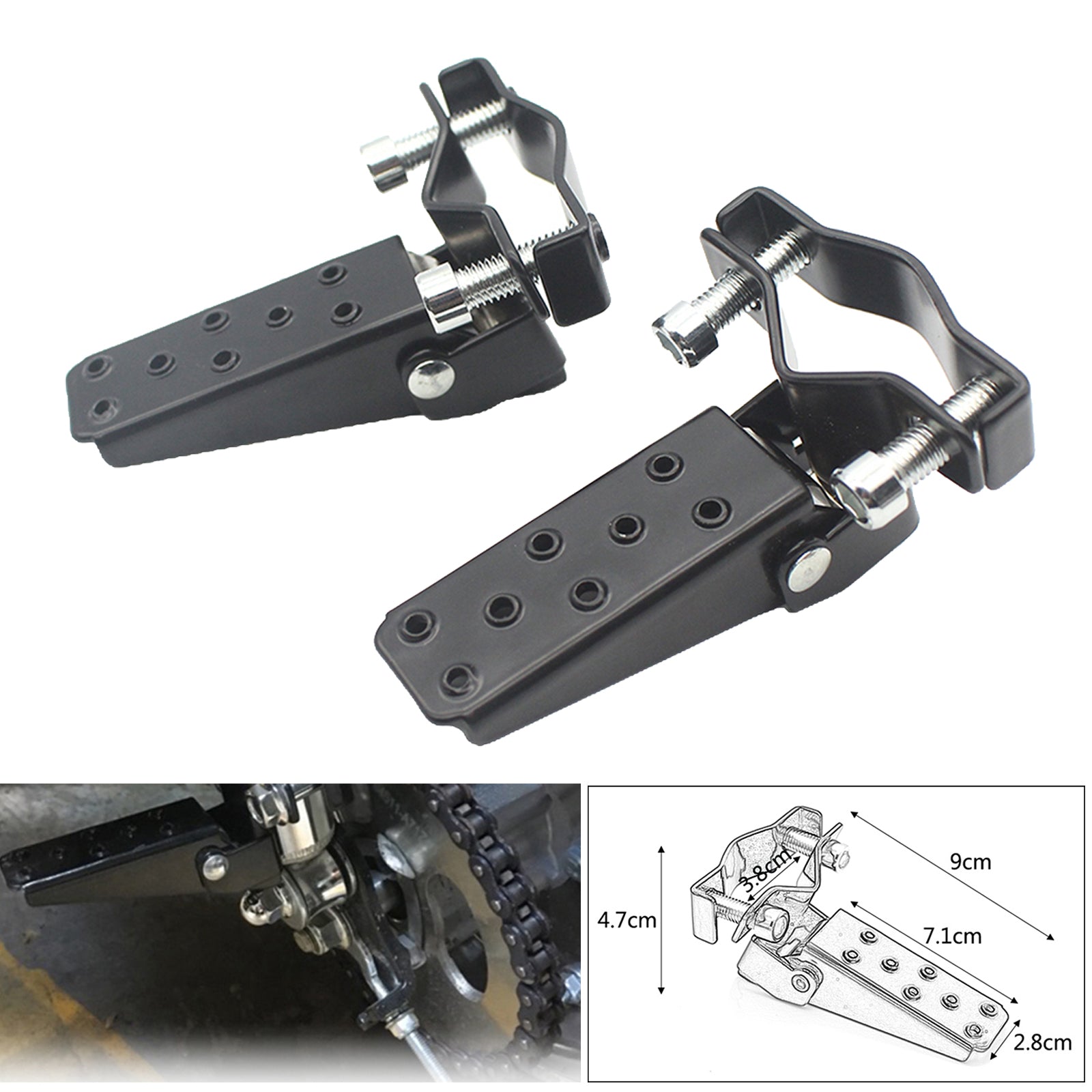 1Pair Motorcycle Metal Footrests Pedals 25-30mm Folding for Yamaha Accessory