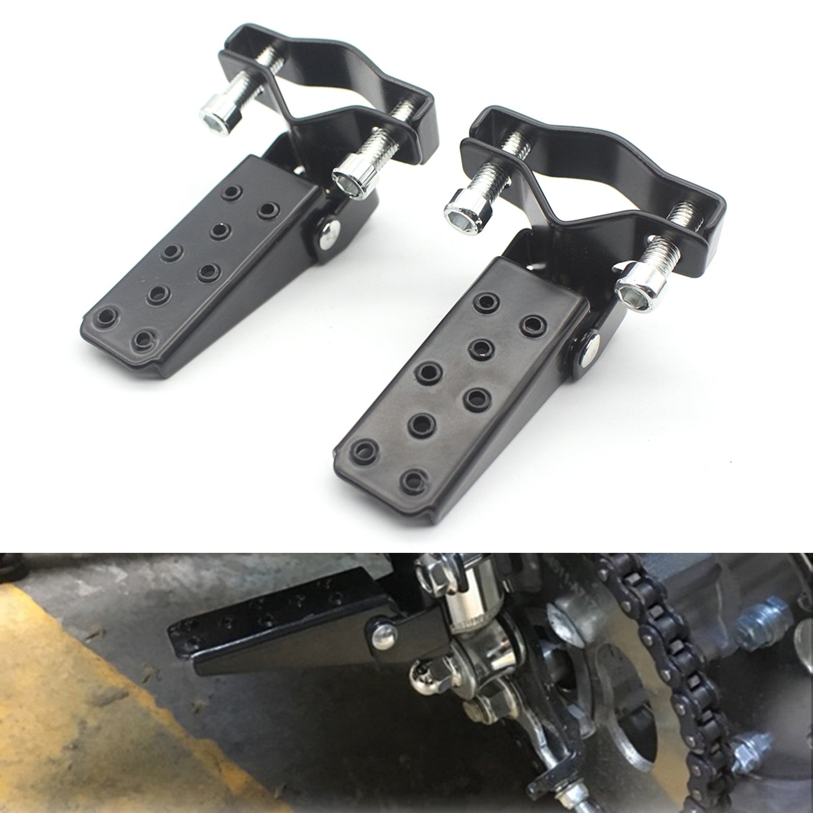 1Pair Motorcycle Metal Footrests Pedals 25-30mm Folding for Yamaha Accessory