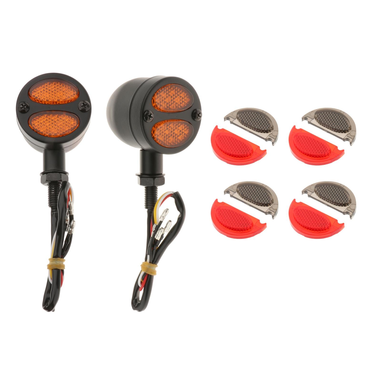 2pcs Motorcycle LED Bullet Brake Light Indicator For Bobber Racer black