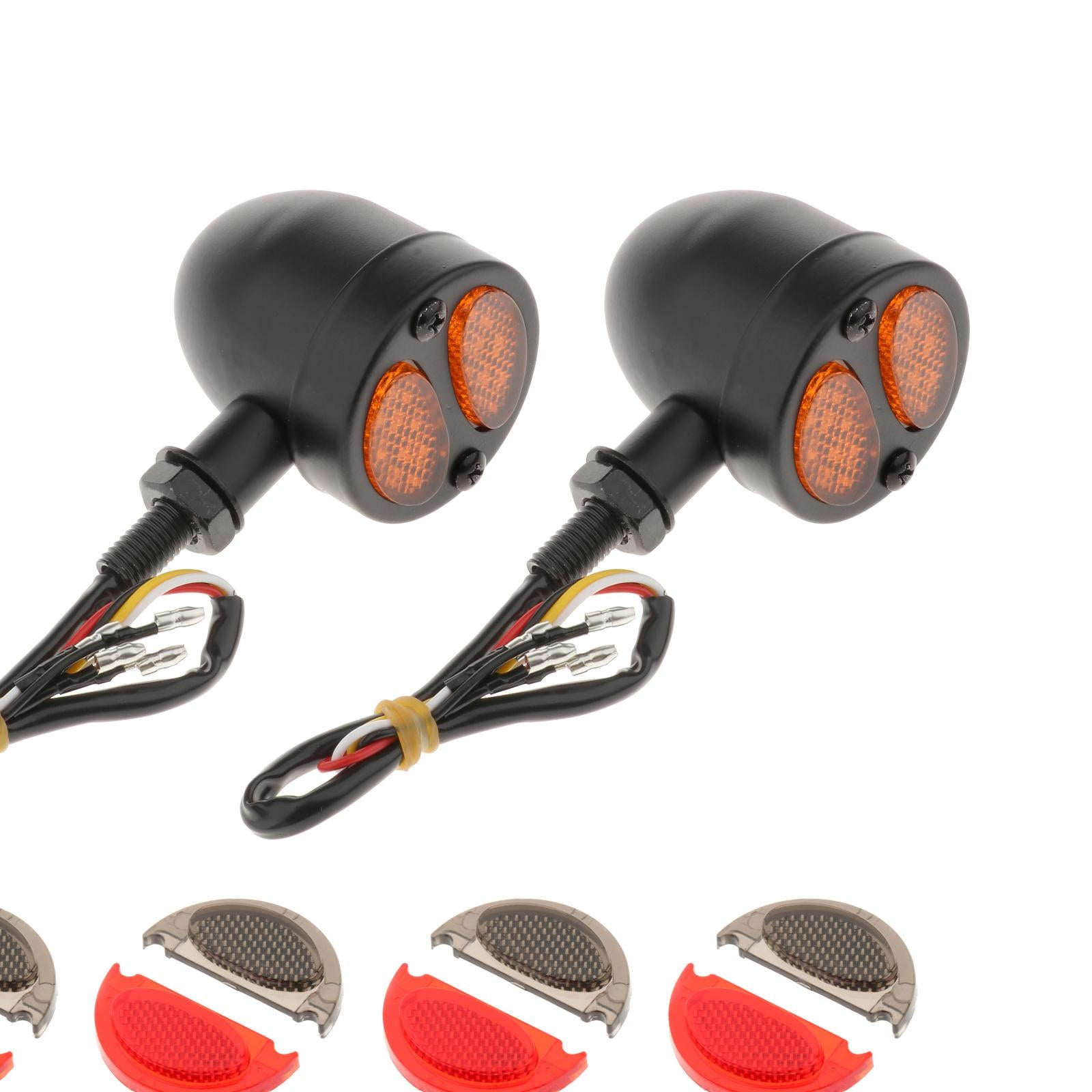 2pcs Motorcycle LED Bullet Brake Light Indicator For Bobber Racer black