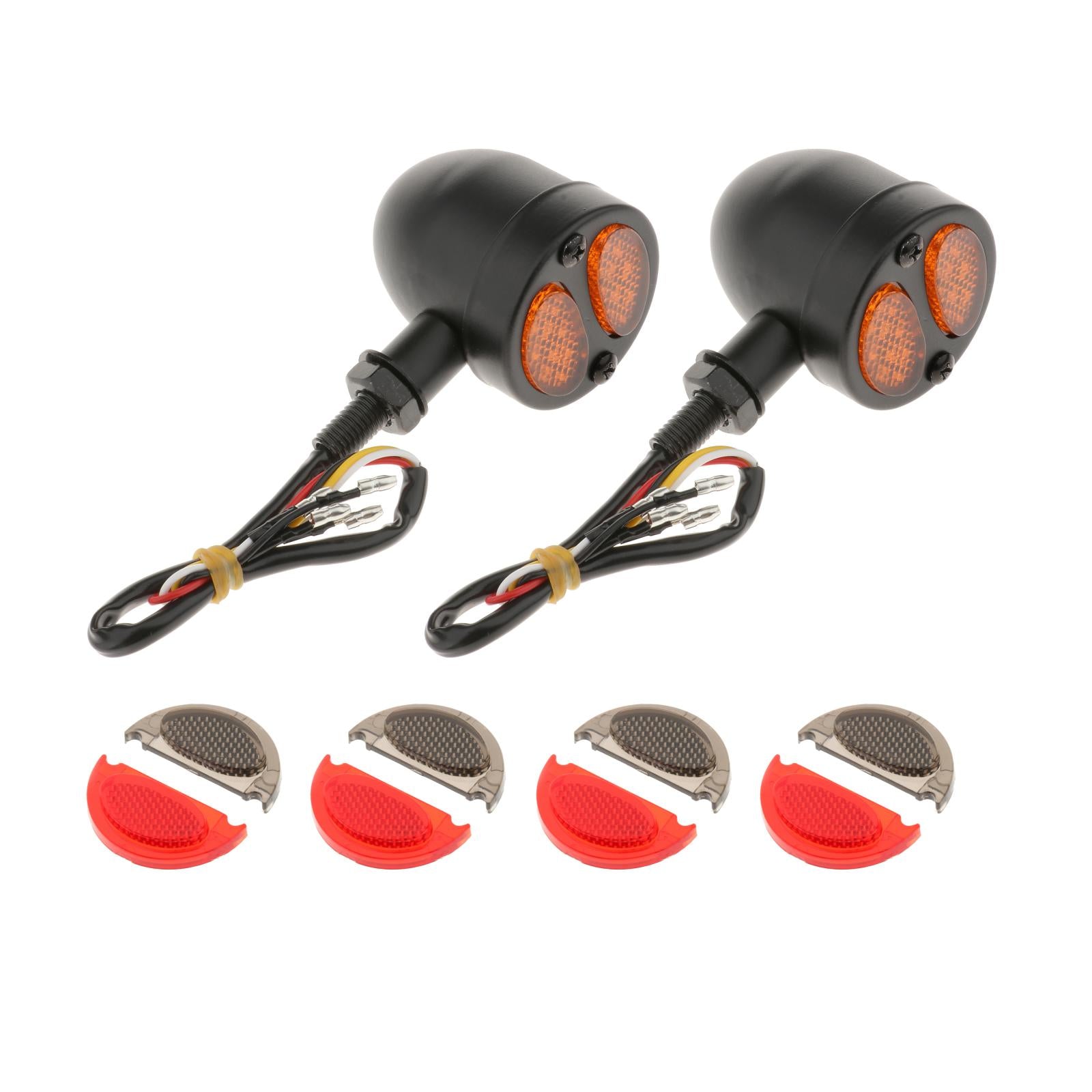 2pcs Motorcycle LED Bullet Brake Light Indicator For Bobber Racer black