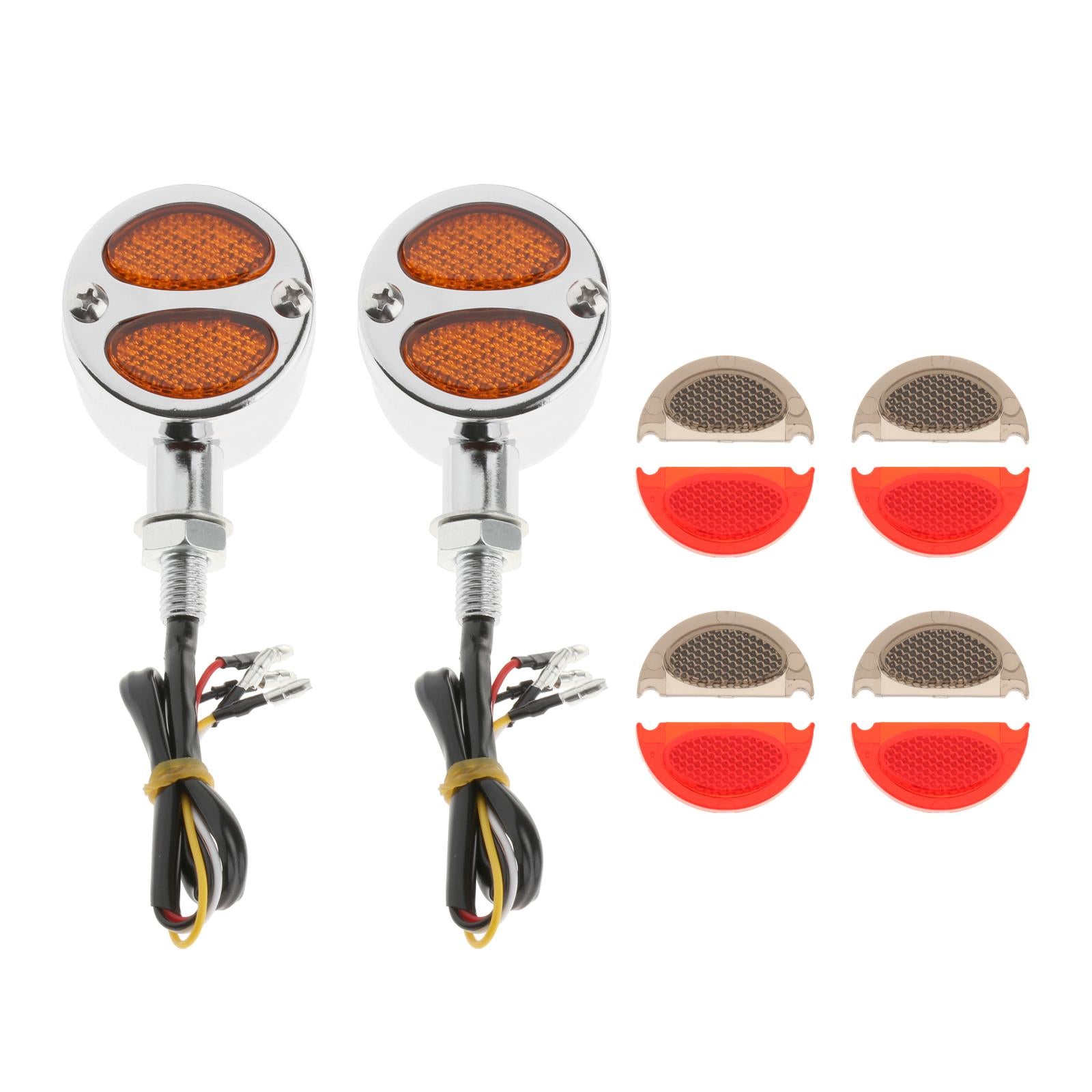 2pcs Motorcycle LED Bullet Brake Light Indicator For Bobber Racer chromed