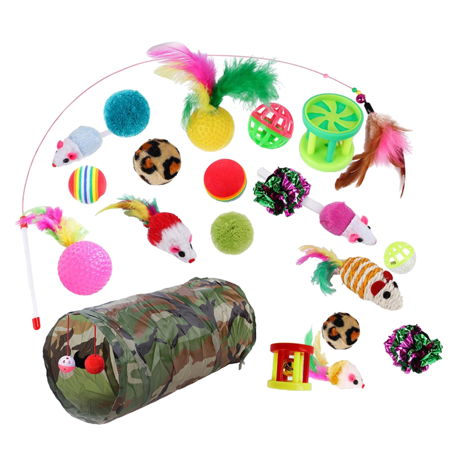 20Pcs/Pet Cat Toys Bulk Mice Balls Pet Kitty Kitten Tunnel Play Ball Toy Set