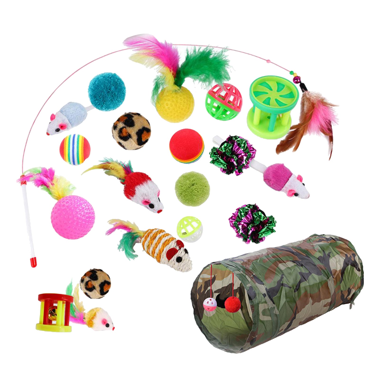 20Pcs/Pet Cat Toys Bulk Mice Balls Pet Kitty Kitten Tunnel Play Ball Toy Set