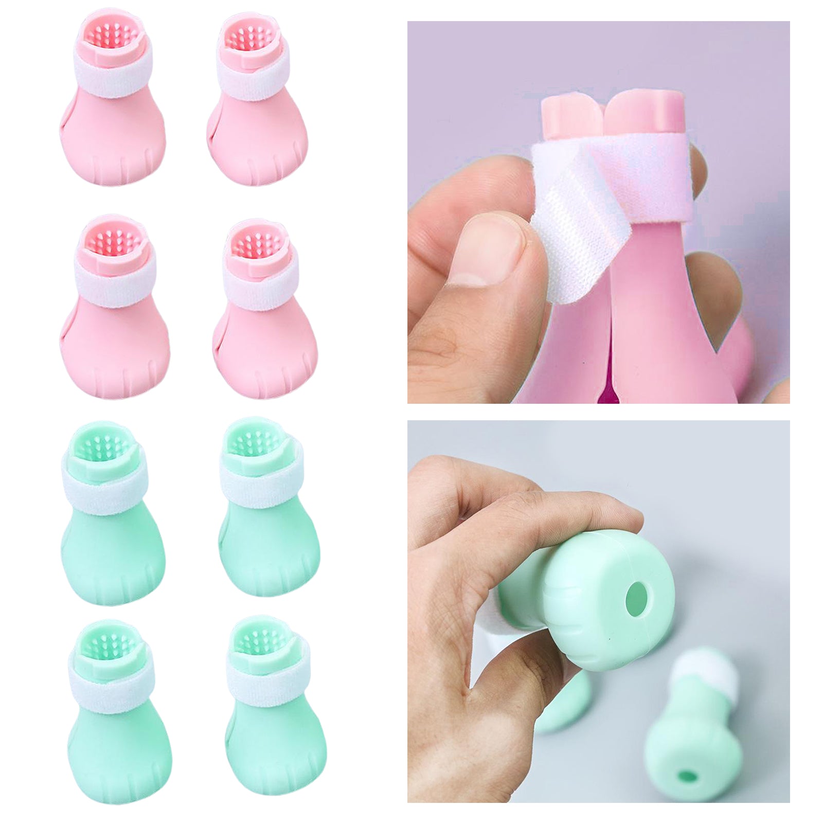 4x Silicone Bathing Anti-Scratch Grooming Pet Cat Paw Protector Green