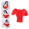 1/6 Female Clothes Puff Sleeve Top T-shirt Fit 12'' Action Figure Red D