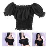 1/6 Female Clothes Puff Sleeve Top T-shirt Fit 12'' Action Figure Black B