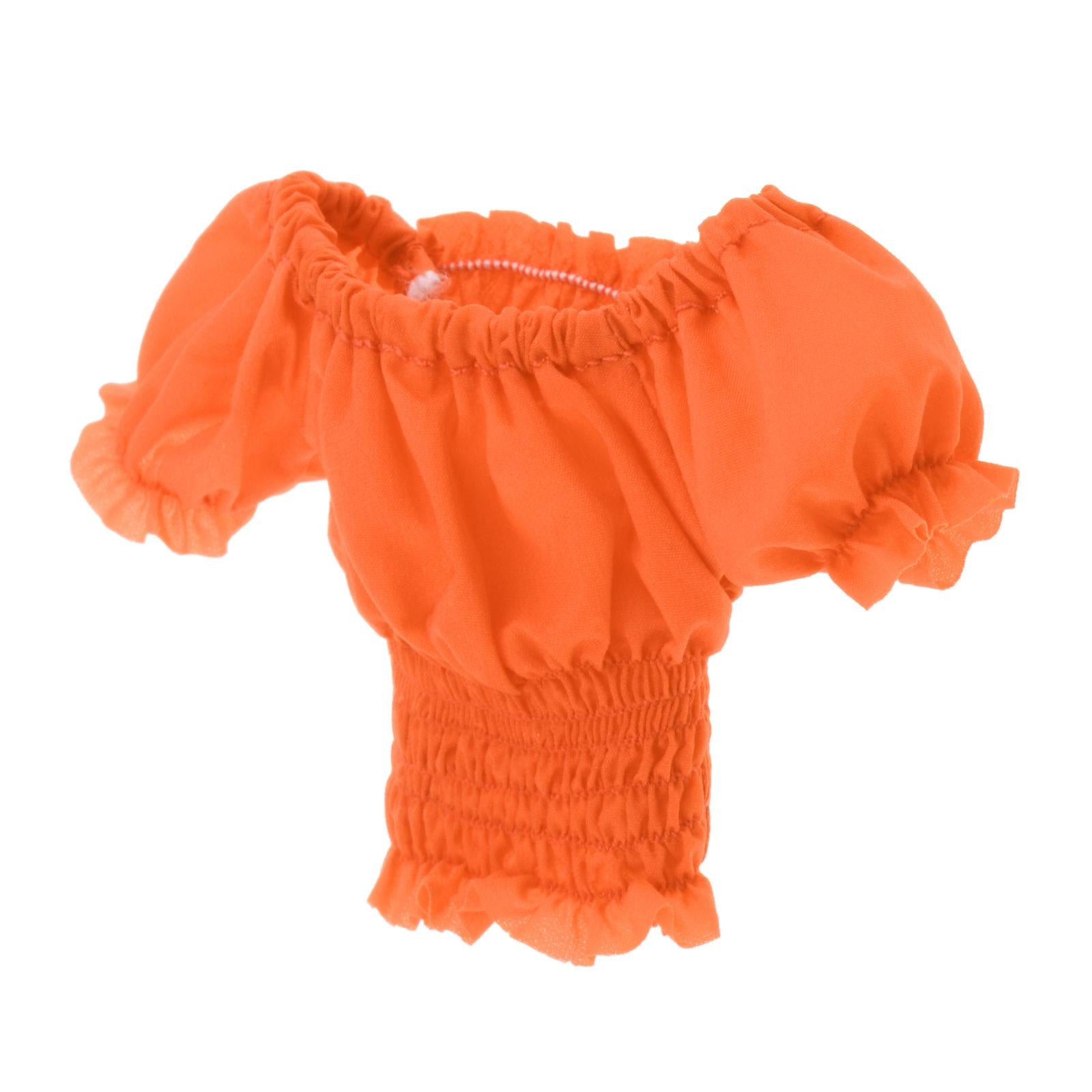 1/6 Female Clothes Puff Sleeve Top T-shirt Fit 12'' Action Figure Orange F