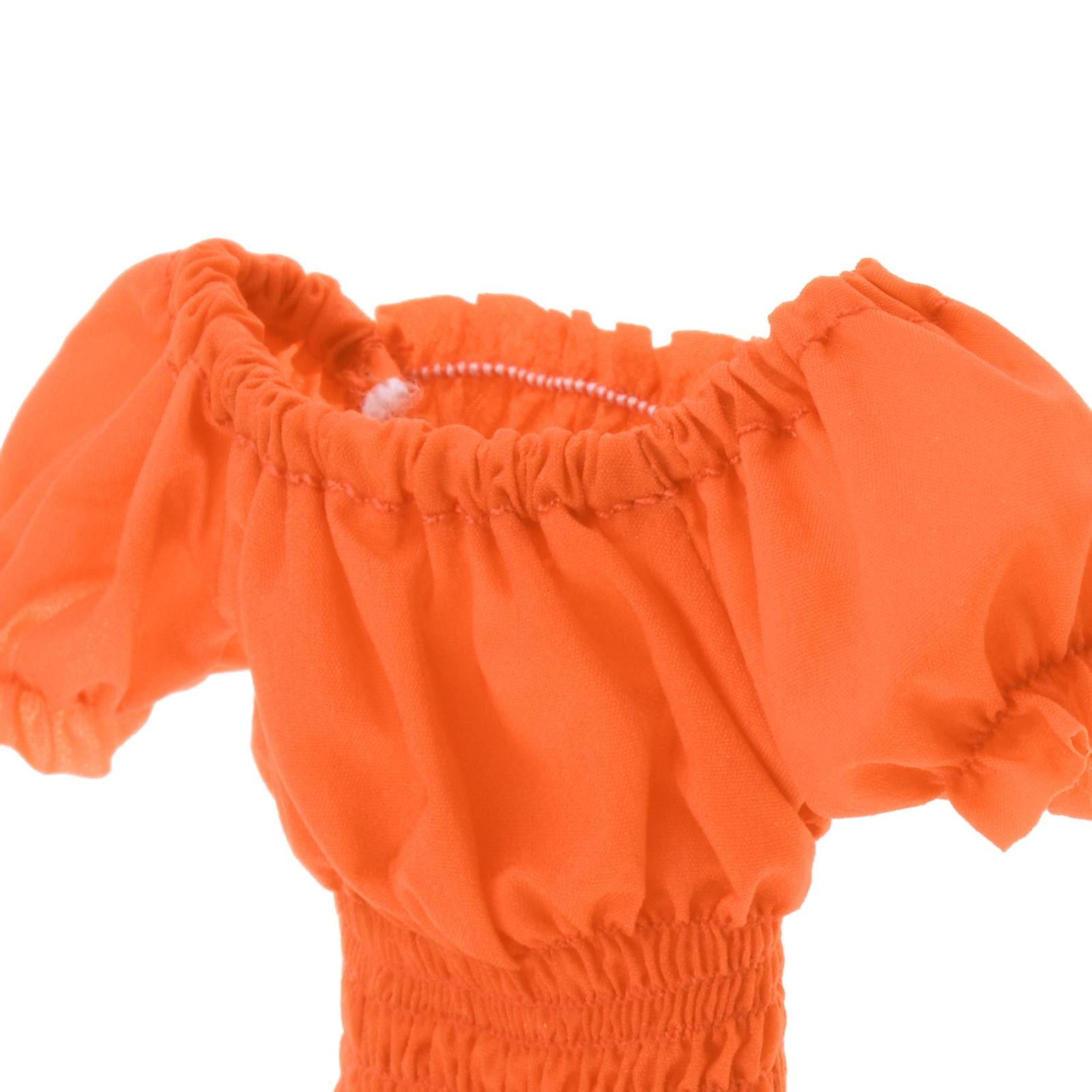 1/6 Female Clothes Puff Sleeve Top T-shirt Fit 12'' Action Figure Orange F