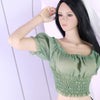 1/6 Female Clothes Puff Sleeve Top T-shirt Fit 12'' Action Figure Green E