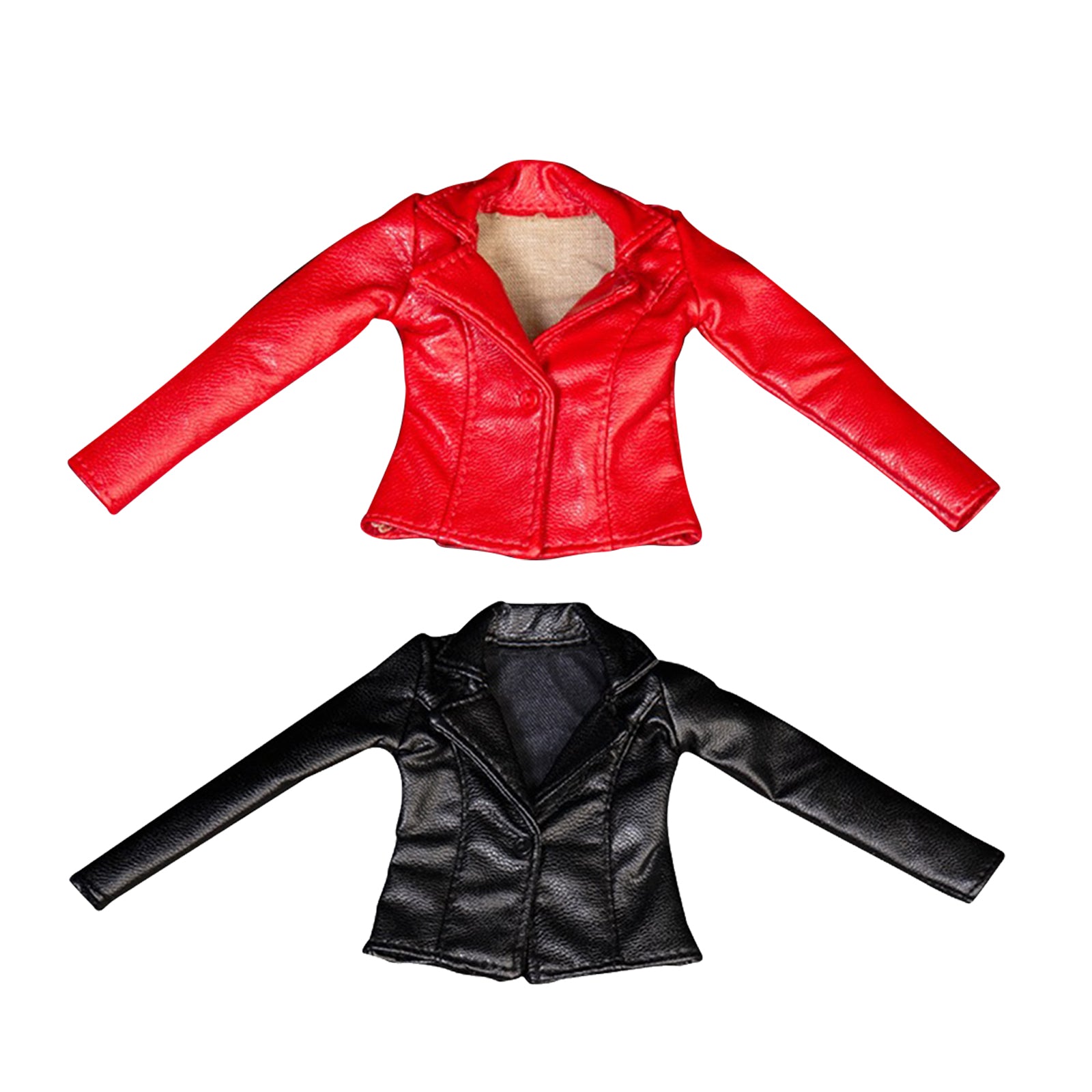 Shorts PU Leather Jacket Coat for 12" HT Doll Dress up Clothes Accs Black
