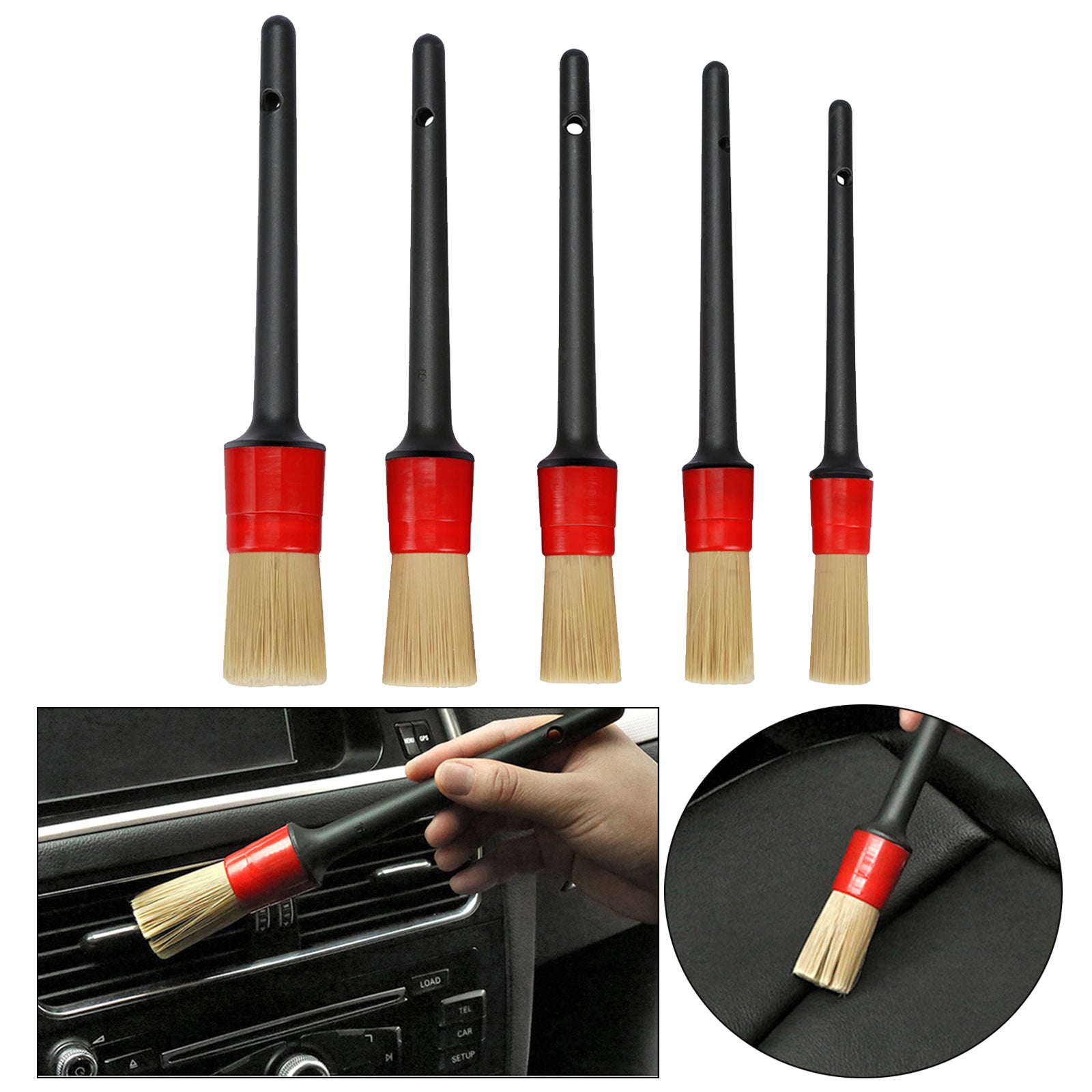 5Pieces Car Detailing Cleaning Brush Set for Cleaning Wheels Tire Brush