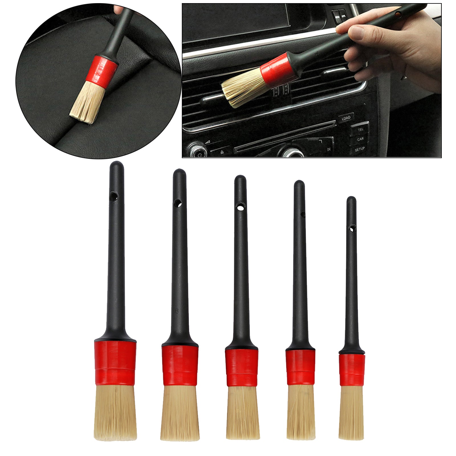 5Pieces Car Detailing Cleaning Brush Set for Cleaning Wheels Tire Brush