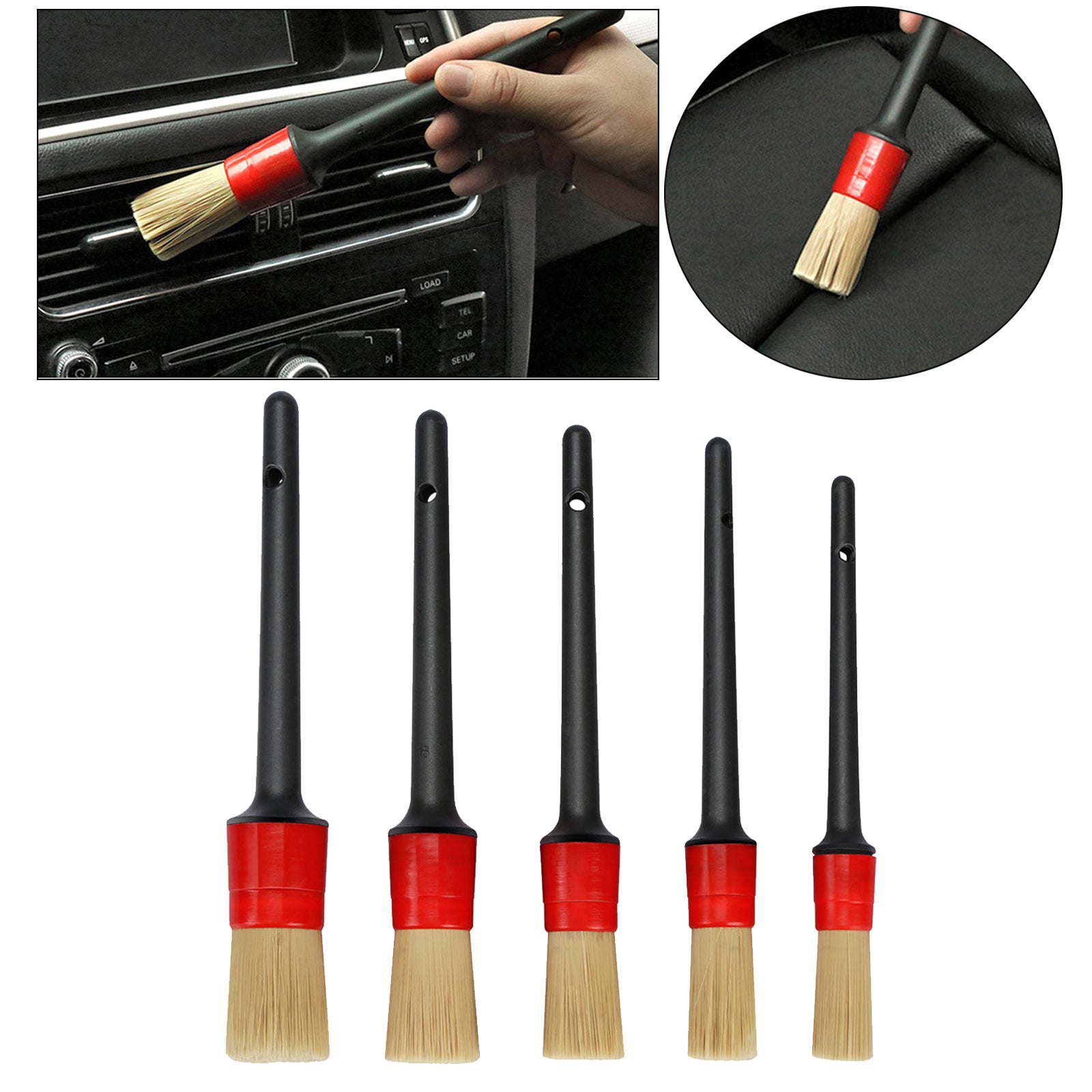 5Pieces Car Detailing Cleaning Brush Set for Cleaning Wheels Tire Brush